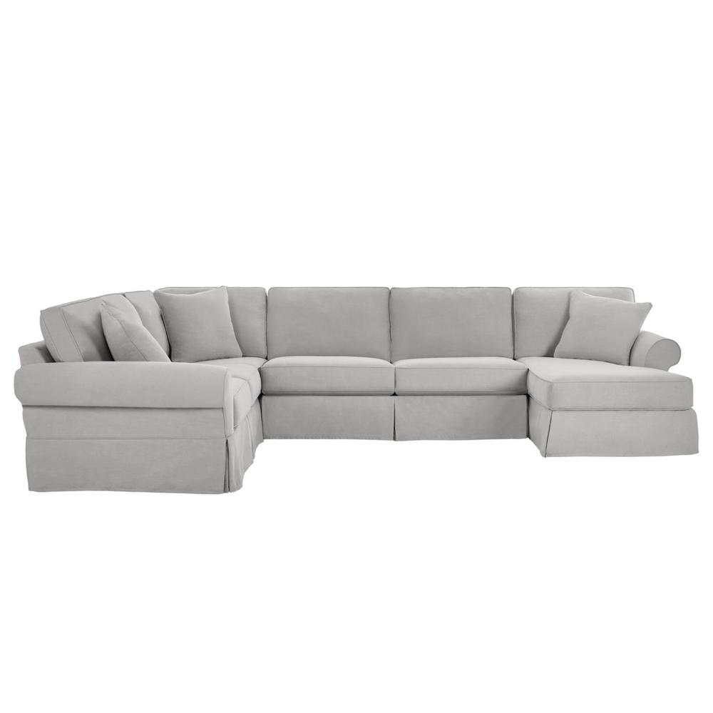 Home Decorators Collection Hillbrook Essence Sky Polyester 6 Seater U Shaped Left Facing Sectional Sofa With Removable Cushions P26zf17sy The Home Depot