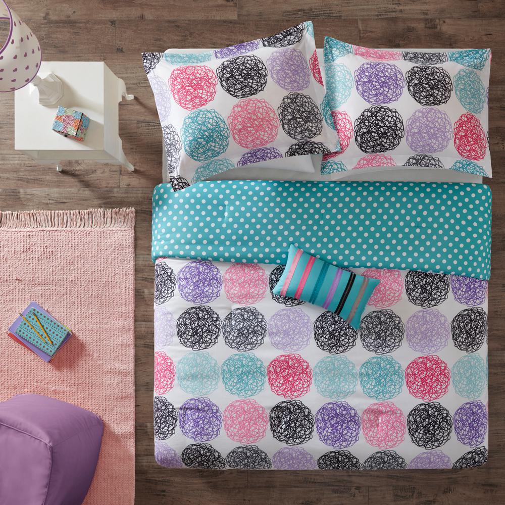 Mi Zone Audrina 4 Piece Purple Multicolored Full Queen Comforter