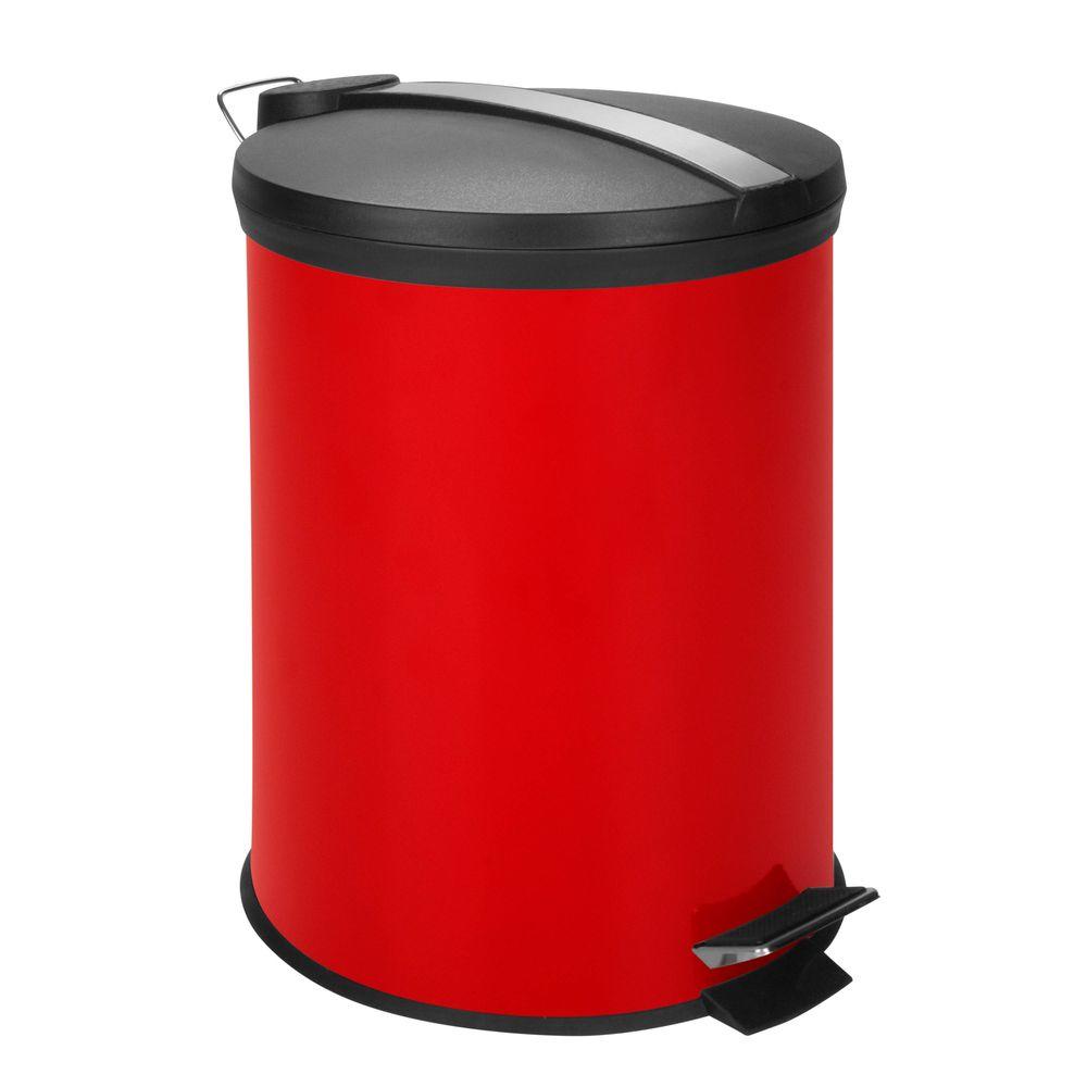 HoneyCanDo 3 l Red Round Metal StepOn Touchless Trash CanTRS02228