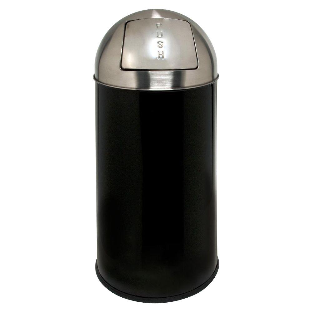 Genuine Joe 12 Gal. Black/Chrome Round Top Trash CanGJO58886 The