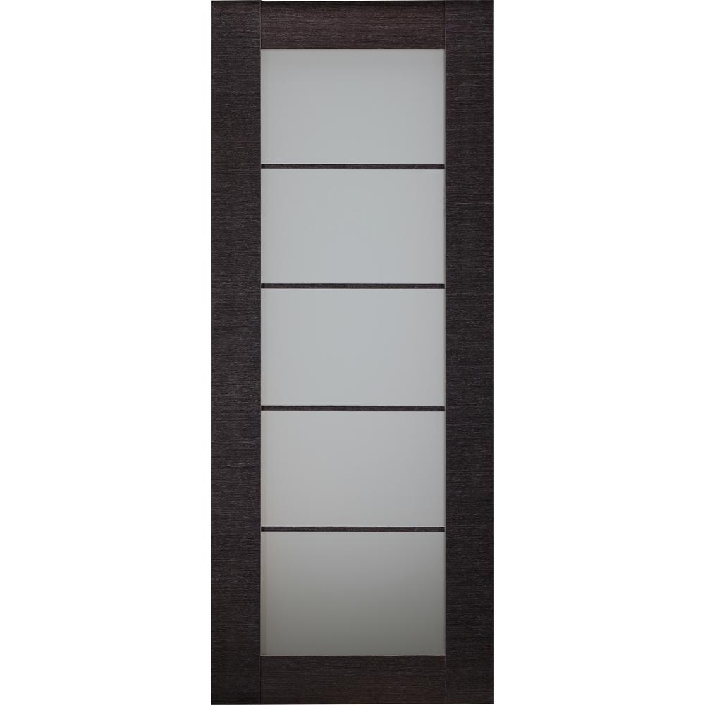 Belldinni 30 In X 80 In Avanti Black Apricot Finished Solid Core Wood 5 Lite Frosted Glass Interior Door Slab No Bore