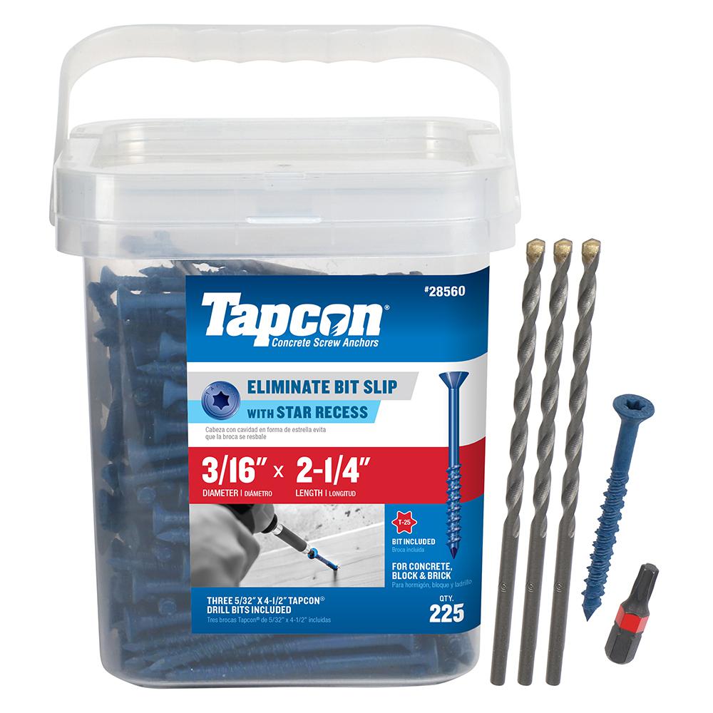 Tapcon 3/16 in. x 21/4 in. Star FlatHead Concrete Anchors (225Pack