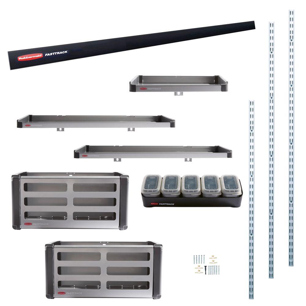 Rubbermaid FastTrack Garage Rail Accessory Starter Kit (11-Piece) by Rubbermaid