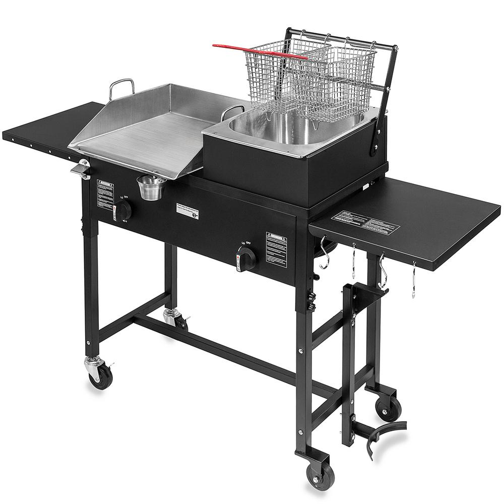 Xtremepowerus Double Burner Portable Outdoor Propane Gas Grill Bbq Station With Flat Top Griddle And Foldable Side Shelves In Black 95534 H1 The Home Depot,Steamed Rice