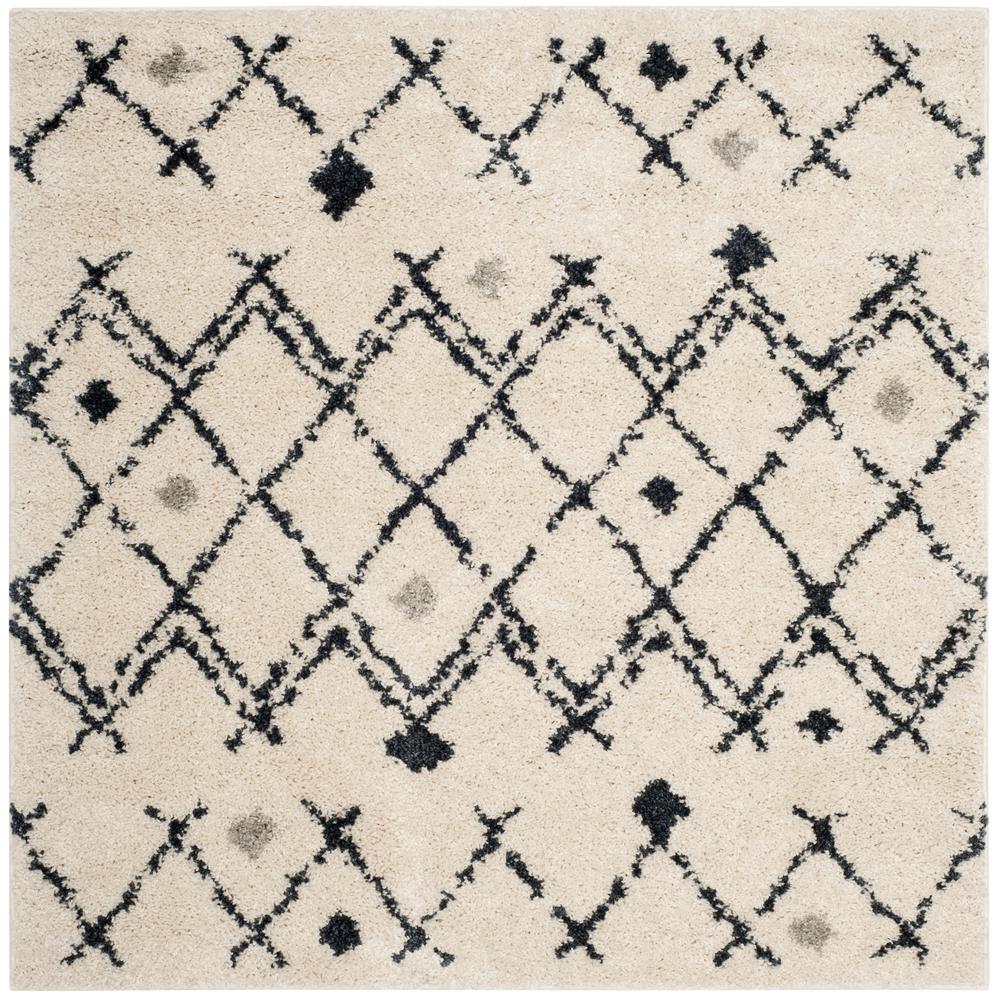 Safavieh Berber Shag Cream/Navy 5 ft. x 5 ft. Square Area RugBER164D5SQ The Home Depot