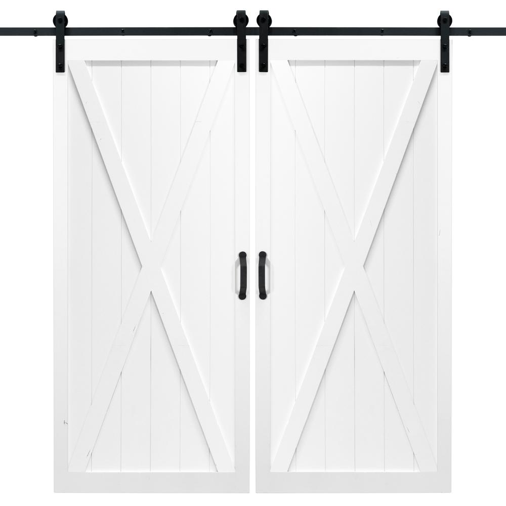 Dogberry 36 In X 84 In Classic X White Double Sliding Barn Door