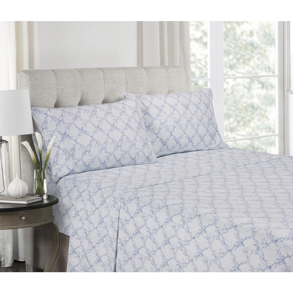 Cape Anne Blue Super Soft Printed Microfiber Queen Sheet Set