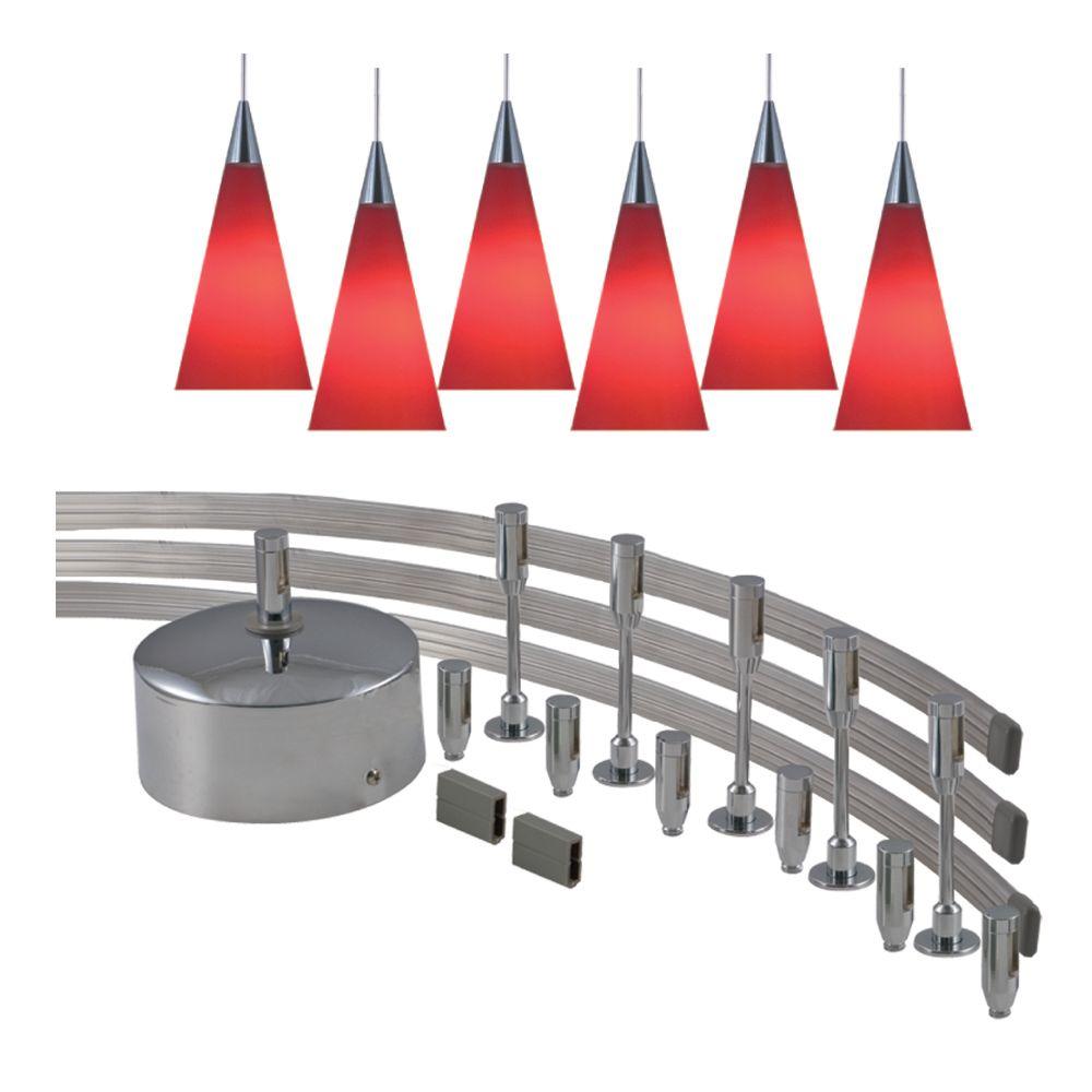 Red Track Lighting Kits The Home Depot Low Voltage 300 Watt Monorail Kit With 6 Red Pendants