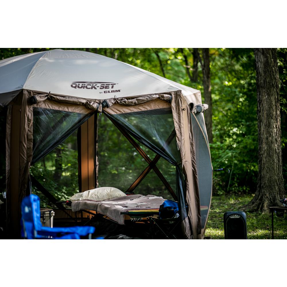 Clam Quickset Pavilion Brown Tan Roof Camper Screen Shelter Zip