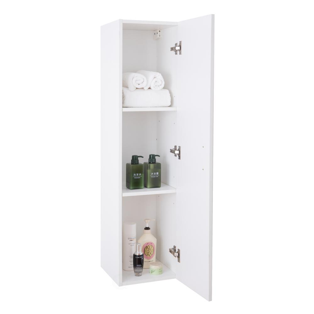 Basicwise Modern Long Bathroom Wall Mounted Cabinet In White