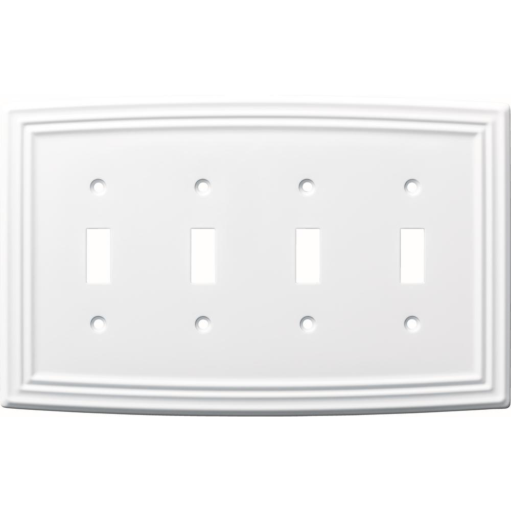 Liberty Emery Decorative Quadruple Light Switch Cover Pure White Liberty Emery Decorative Quadruple Light Switch Cover Pure White