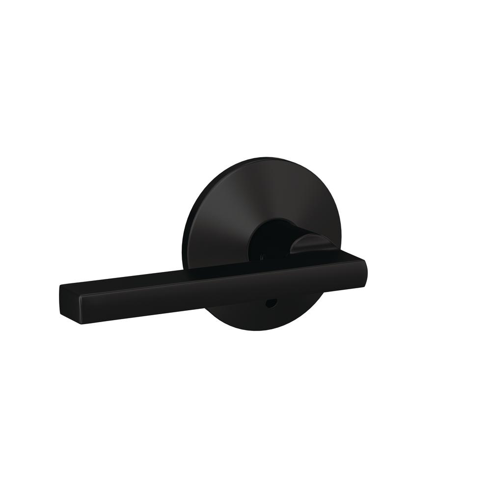 Schlage Custom Latitude Matte Black Kinsler Trim Dummy Door Lever