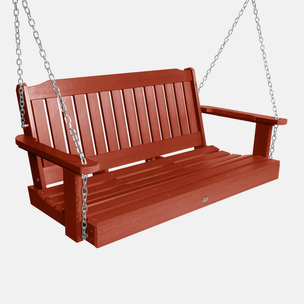 Highwood Lehigh 48 in. Rustic Red Plastic Porch Swing-AD-PORL2-RED - The Home Depot
