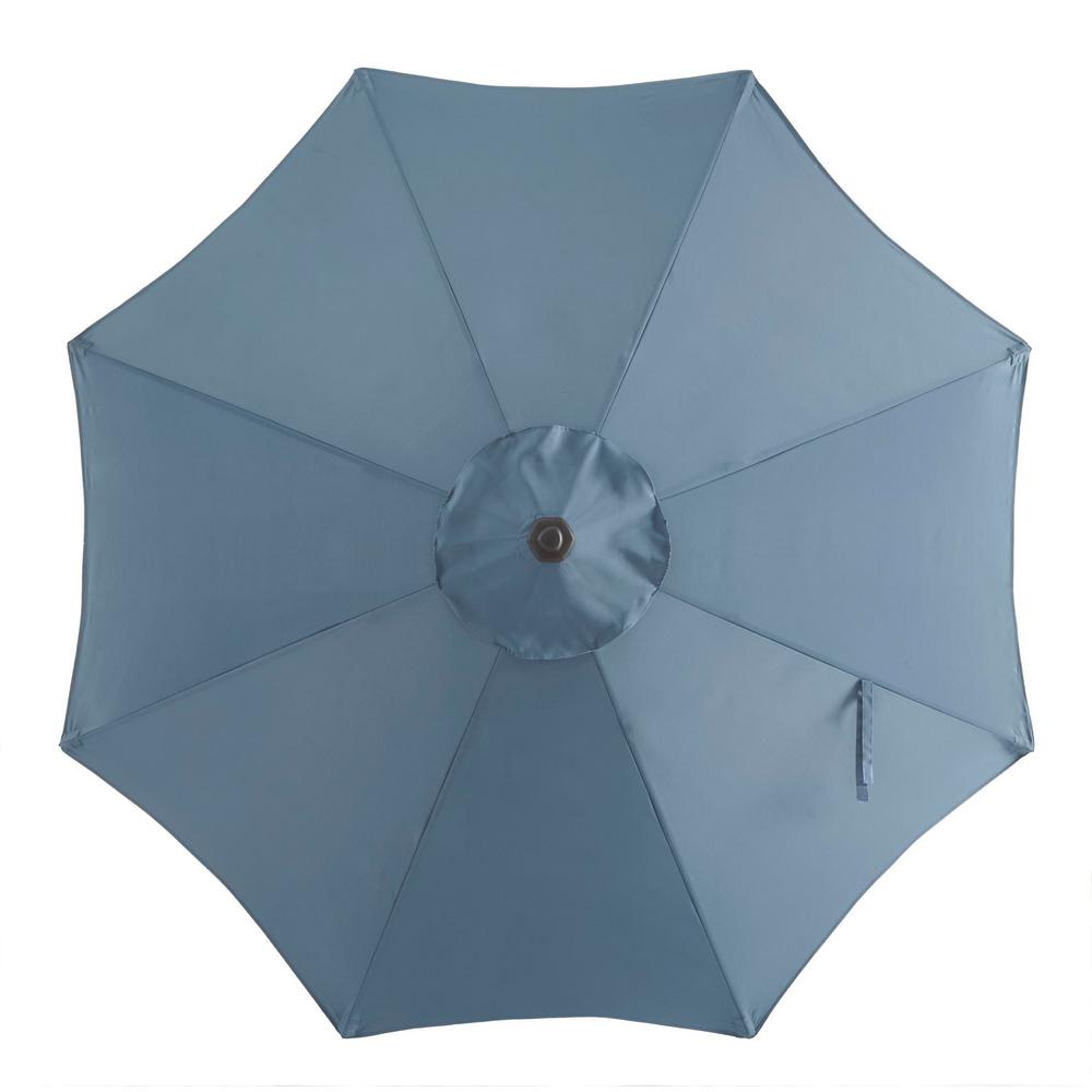 Hampton Bay 9 Ft Riverbrook Steel Espresso Brown Market Crank And Tilt Outdoor Patio Umbrella In Denim Blue Yjauc 171 Dm The Home Depot