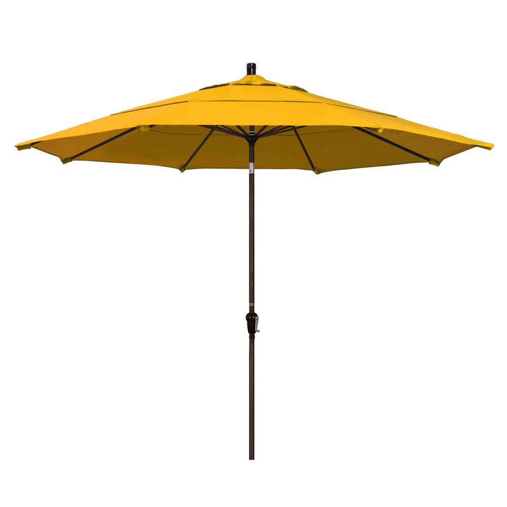 California Umbrella 11 ft. Bronze Aluminum Market Patio Umbrella Auto