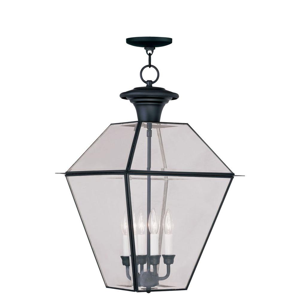 Livex Lighting Providence 4-Light Black Outdoor Incandescent Hanging Lantern