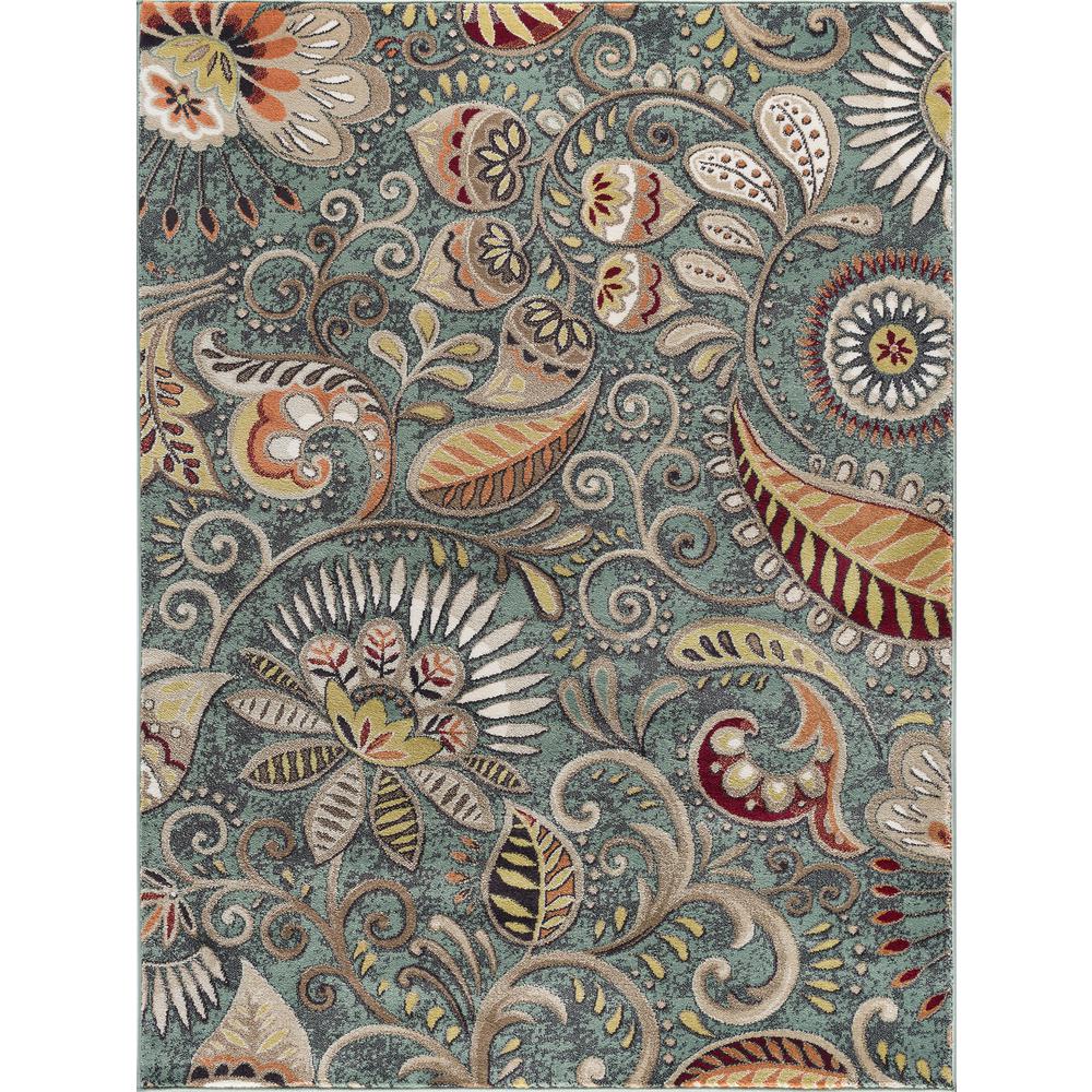 Tayse Rugs Capri Seafoam 5 ft. x 7 ft. Transitional Area Rug-CPR1009