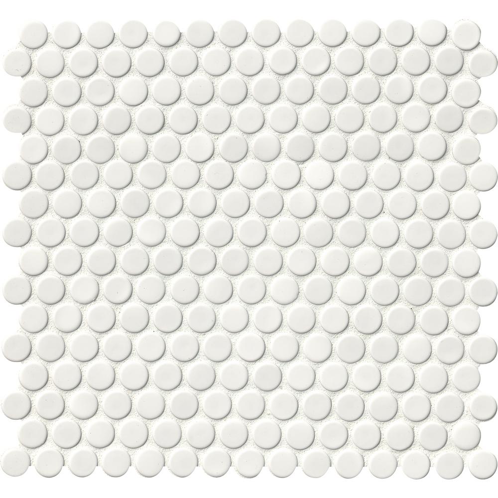 Msi Penny Round Bianco 11 3 In X 12 2 6mm Glossy Ceramic Msi Penny Round Bianco 11 3 In X 12 2