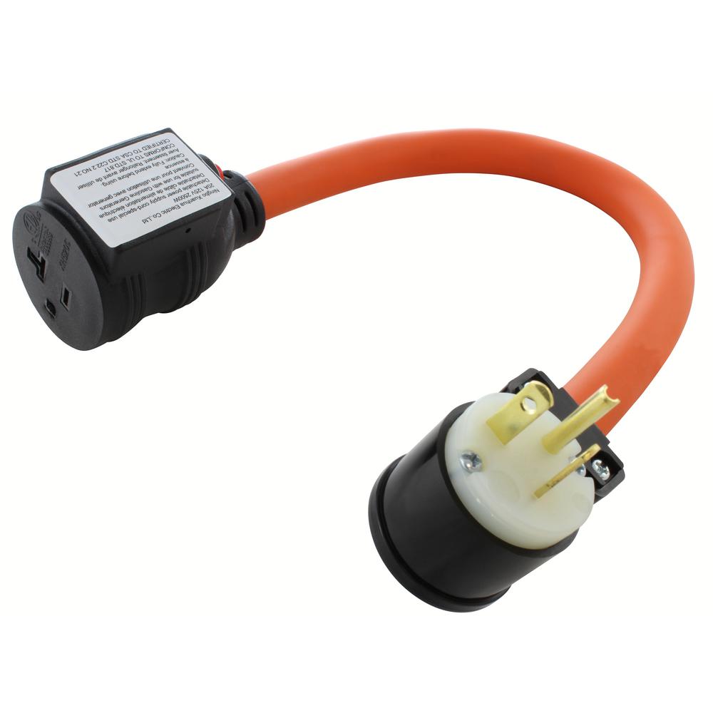 AC WORKS 1.5 ft. 20 Amp NEMA 520Outlet Extender with 20 Amp Breaker