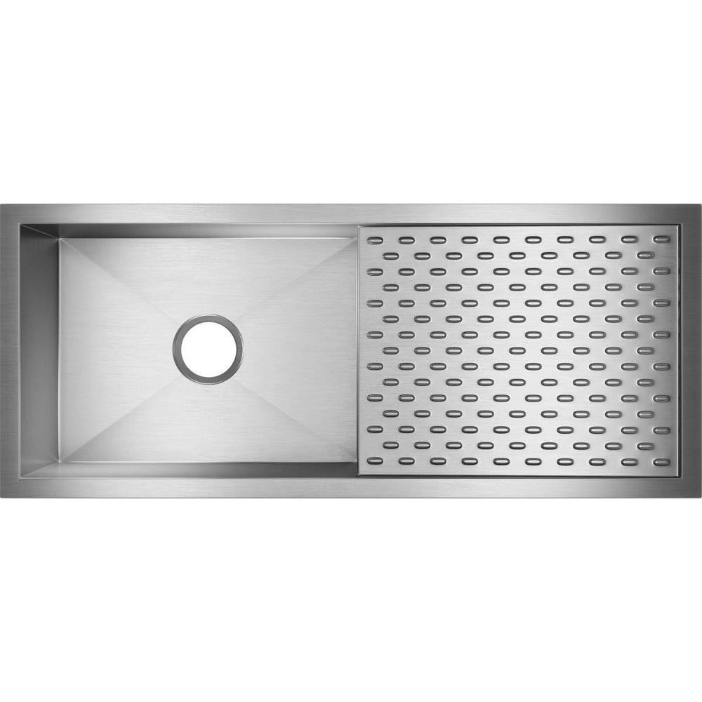 Elkay Crosstown Undermount Stainless Steel 44 In Single Bowl Kitchen Sink With Drain Board