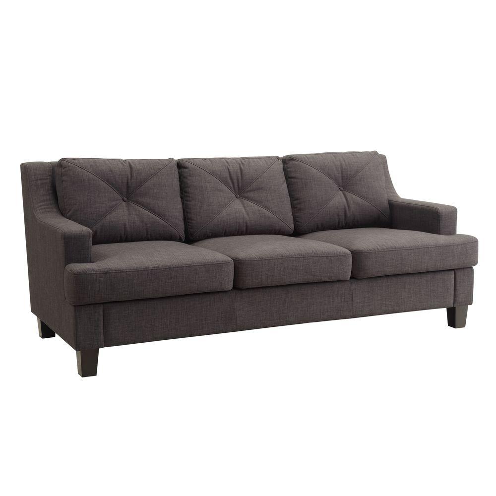 Standard Sofa Pattern Fabric Sofas Loveseats Living Room Emerson Dark Grey Linen Sofa