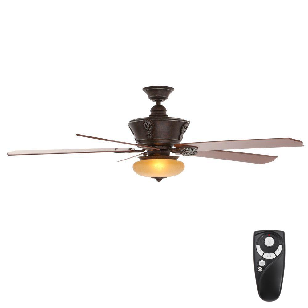 Hampton Bay Remote Control Included Ceiling Fans Lighting Enchantment 68 In Indoor Bronze Ceiling Fan With Light Kit And Remote Control