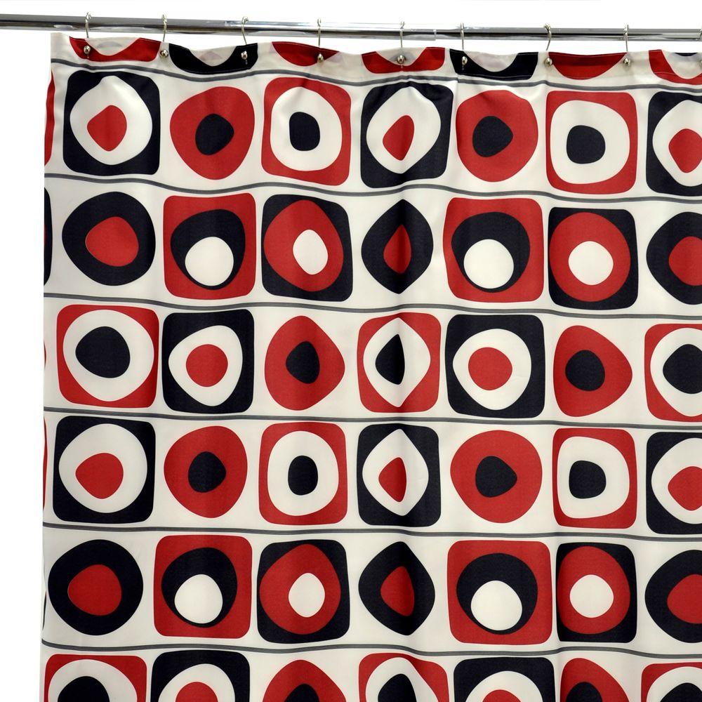 Famous Home Fashions Vintage Squares Red Shower Curtain901293 The