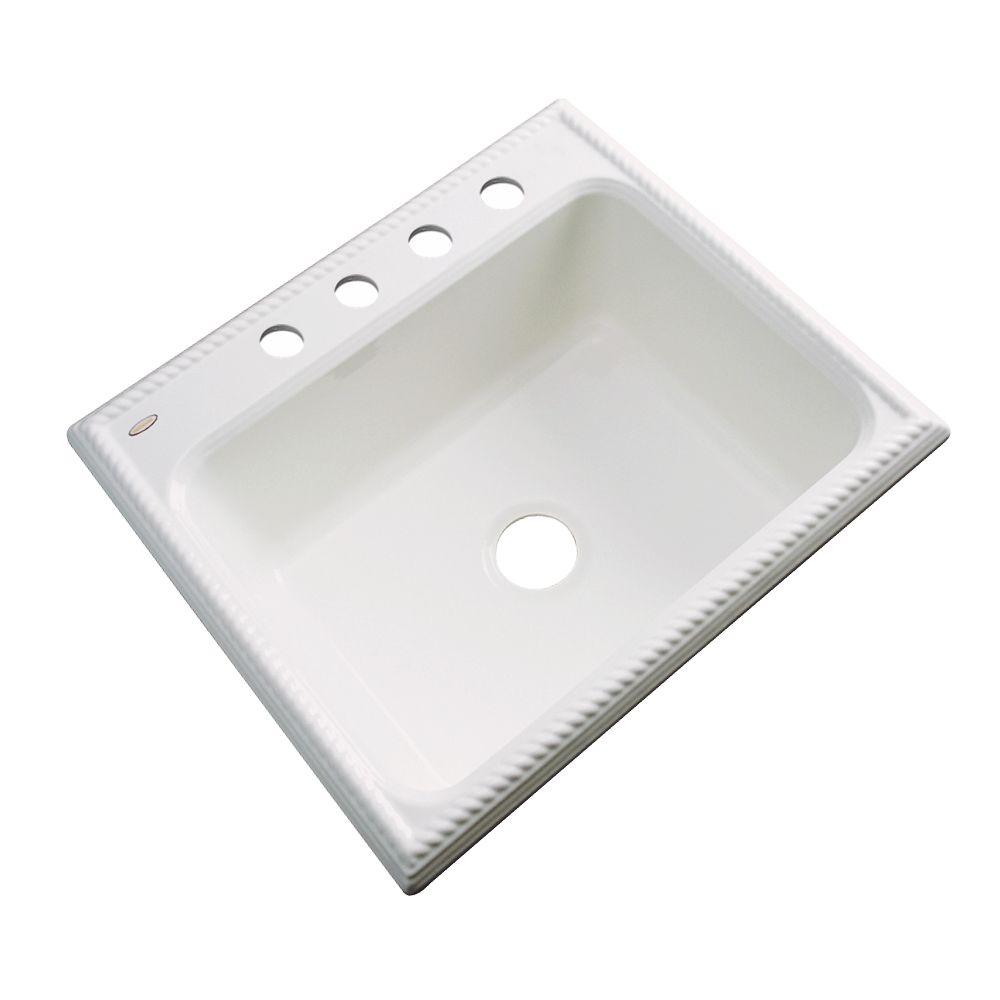 Thermocast Wentworth Drop In Acrylic 25 In 2 Hole Single Bowl Kitchen Sink In White