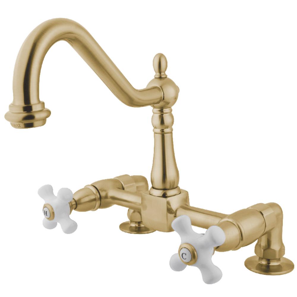 Kingston Brass Heritage 2 Handle Standard Kitchen Faucet In Polished Heritage 2 Handle Standard Kitchen Faucet In Polished Brass