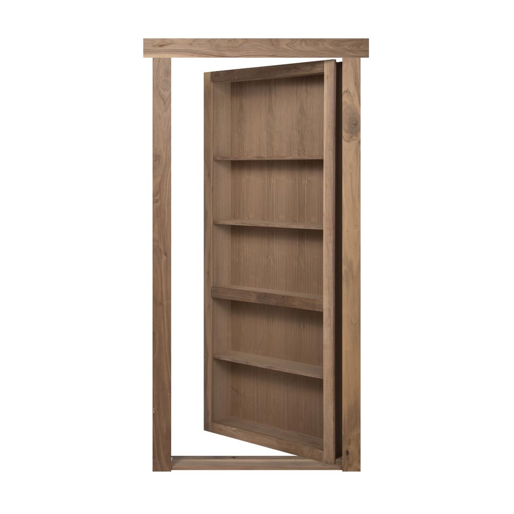 The Murphy Door 24 In X 80 Flush Mount Assembled Walnut 24 In X 80 Flush Mount Assembled Walnut Unfinished Left Hand Swing Solid Core Interior Bookcase Door
