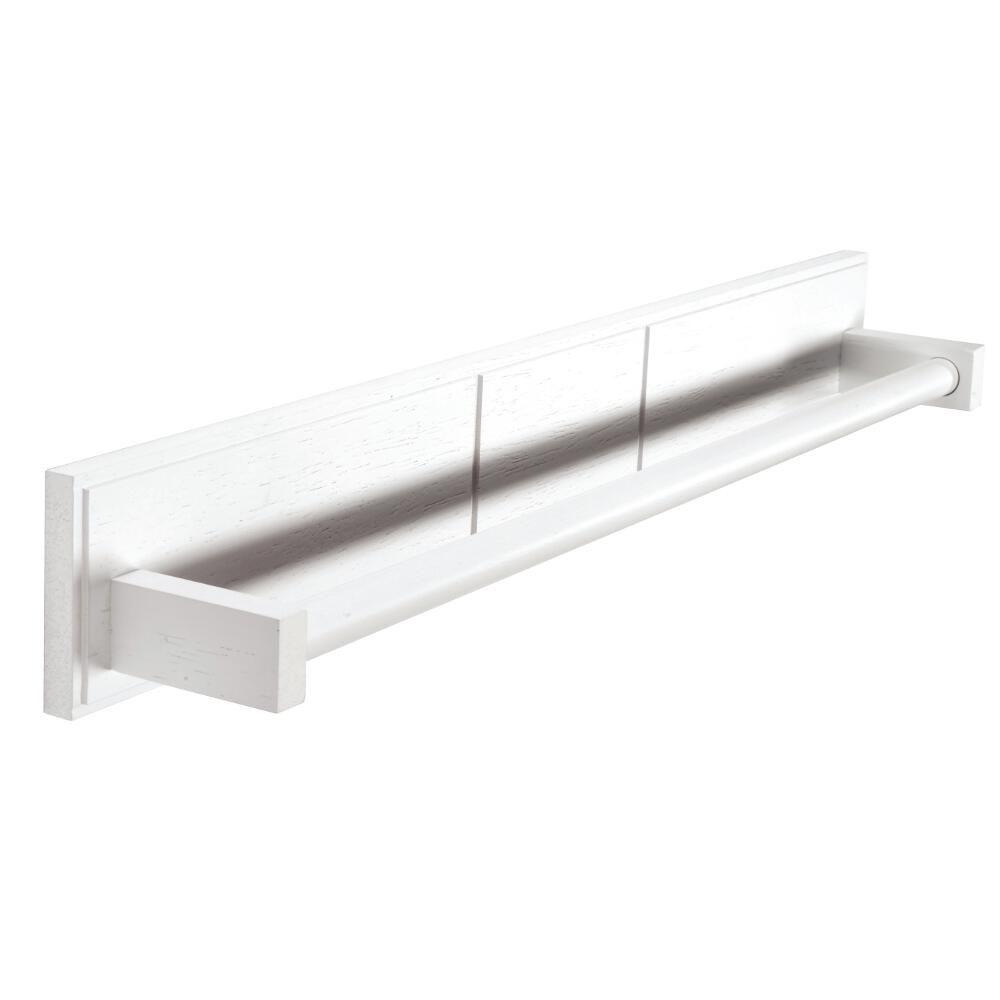 white bathroom towel shelf