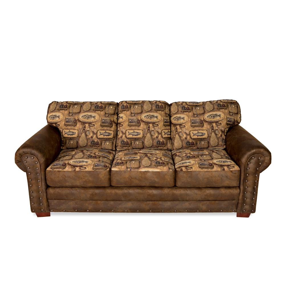 American Furniture Classics Angler's Cove Rustic Cabin Sofa with Nail