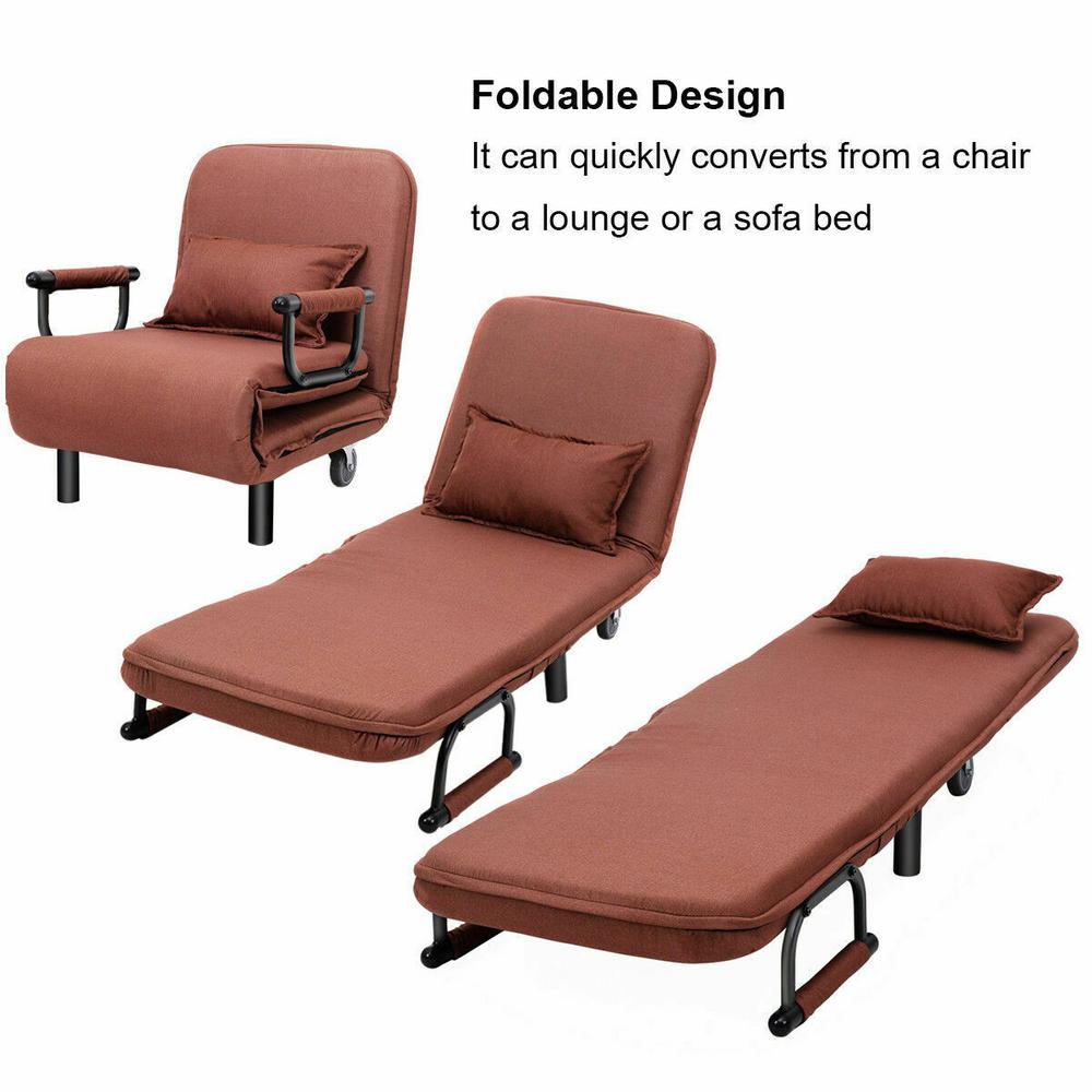Costway 25 In Width Big And Tall Brown, Folding Sofa Chair Bed