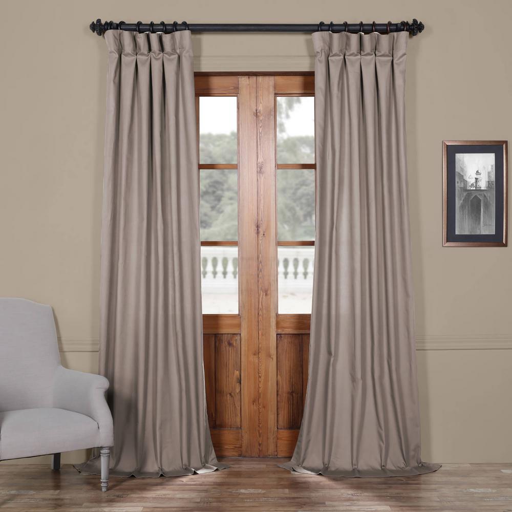 Exclusive Fabrics Furnishings Millstone Gray Room Darkening Solid Cotton Curtain 50 In W X 108 In L
