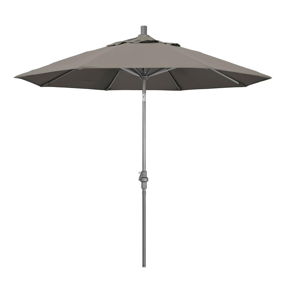 California Umbrella 9 Ft Hammertone Grey Aluminum Market Patio Umbrella With Collar Tilt Crank Lift In Taupe Pacifica Gscu908010 Sa61 The Home Depot