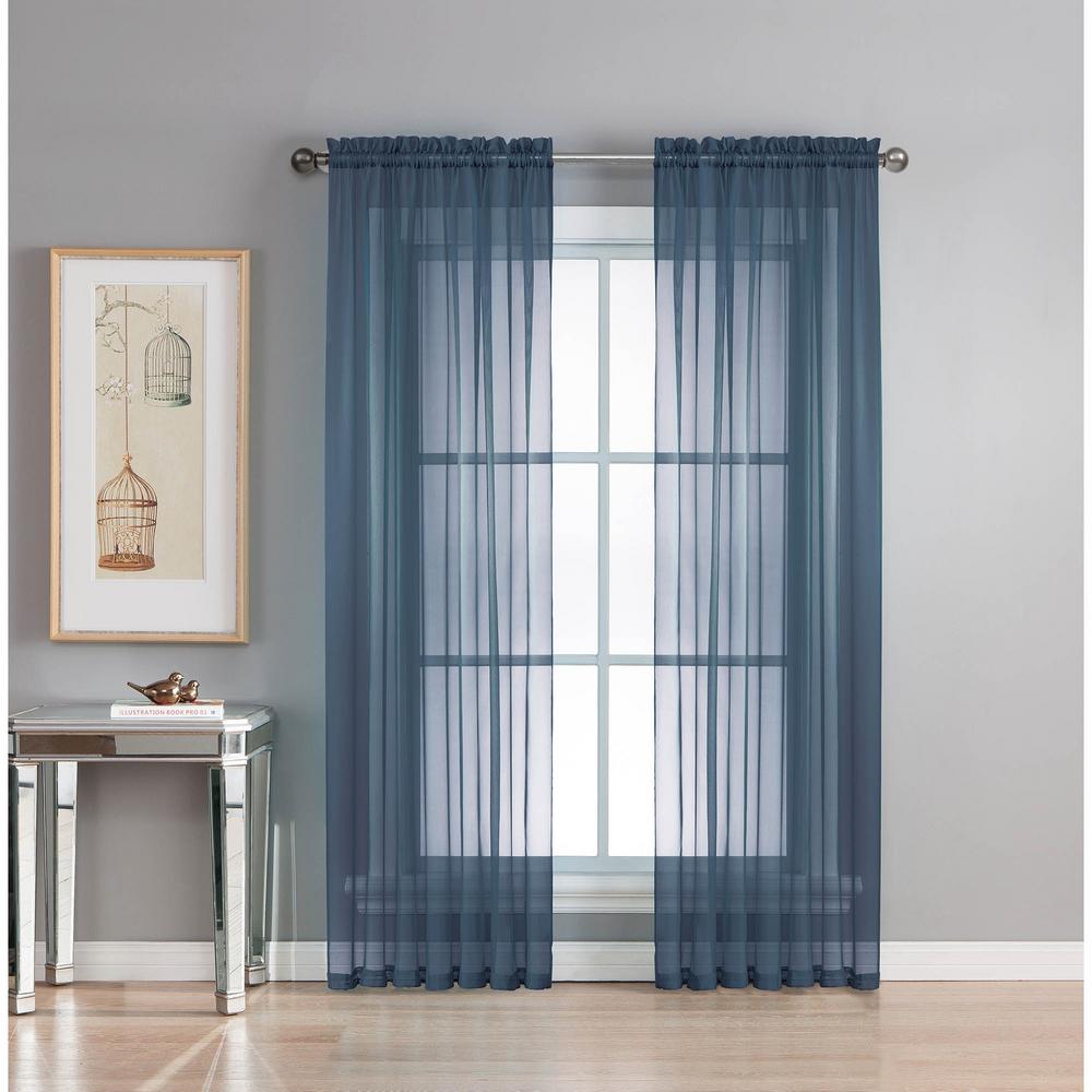 Window Elements Sheer Diamond Sheer Indigo Rod Pocket Extra Wide