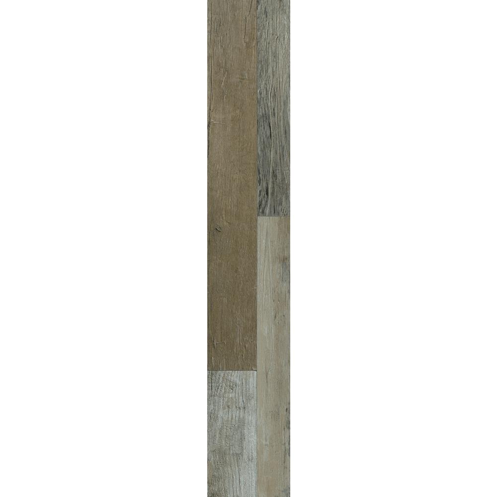 TrafficMASTER Grey Distressed Wood Multi-Width Look 6 in. x 36 in. Peel and Stick Vinyl Plank (36 sq. ft. / case), Matte