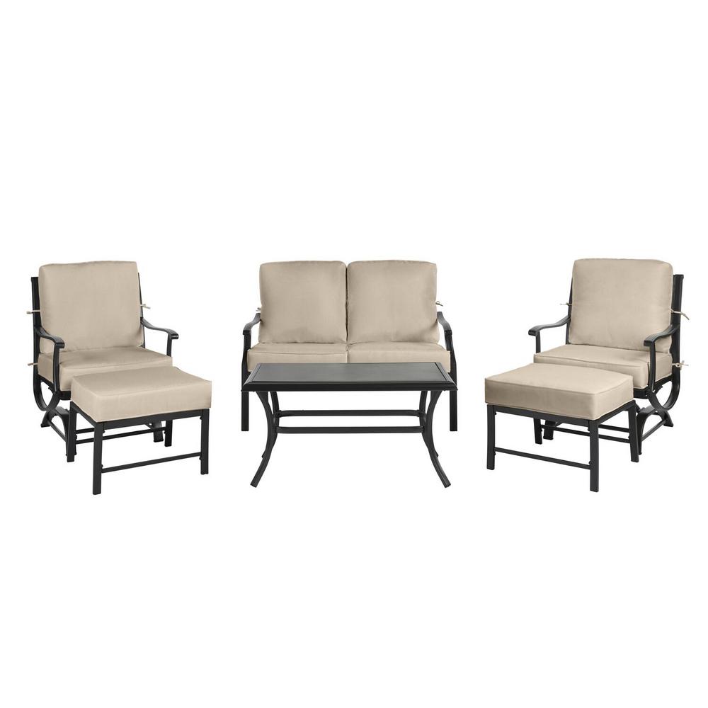 Hampton Bay Redwood Valley Black 6 Piece Steel Outdoor Patio Deep Seating Set With Cushionguard Putty Tan Cushions H133 01202400 The Home Depot - Hampton Bay 6 Piece Patio Set Hampton Bay Redwood Valley Black 6 Piece Steel Outdoor Patio Deep Seating Set With Cushionguard Putty Tan Cushions H133 01202400 The Home Depot - Hampton Bay 6 Piece Patio Set