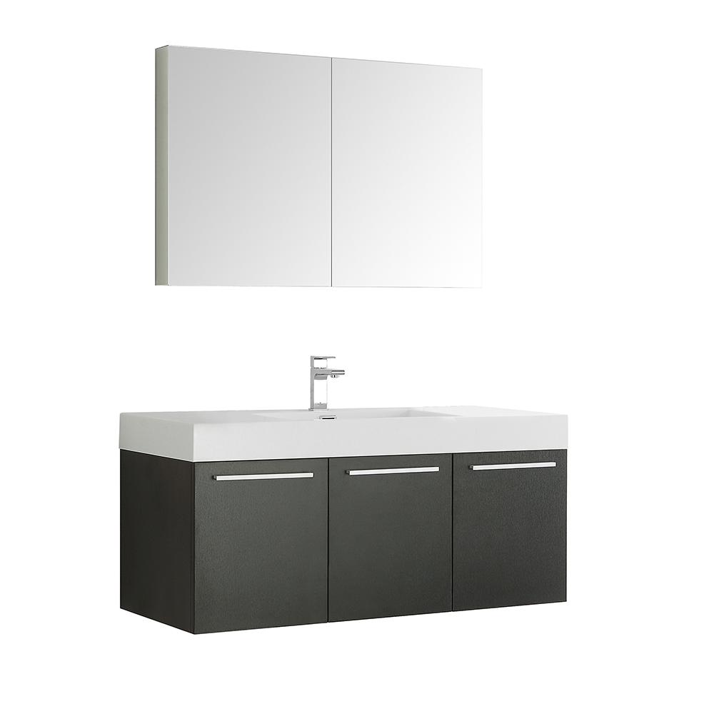 Fresca Vista 48 In Modern Wall Hung Bath Vanity Black With