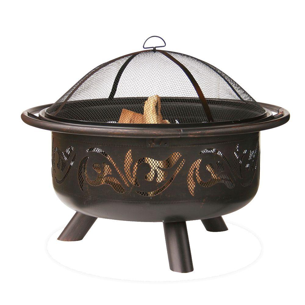 Hampton Bay Welton 34 in. Round Cauldron Fire Pit-AD544 - The Home Depot