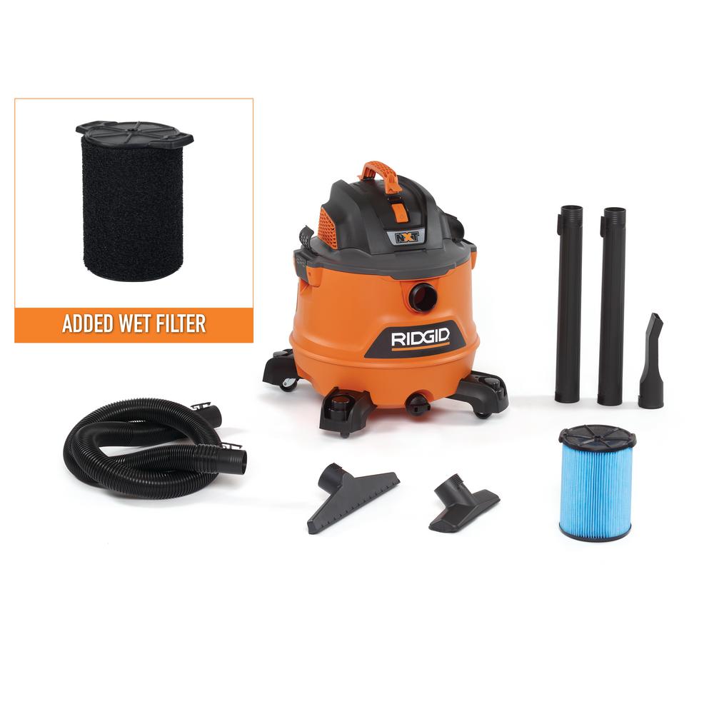 RIDGID 14 Gal. 6.0-Peak HP NXT Wet Dry Vac With Wet Filter-HD1400B ...