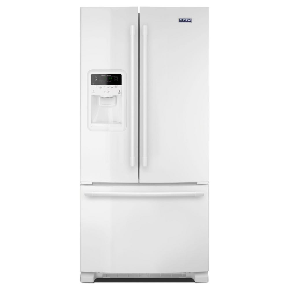 Kitchenaid 22 1 Cu Ft French Door Refrigerator In White With Interior Dispenser Krff302ewh The Home Depot