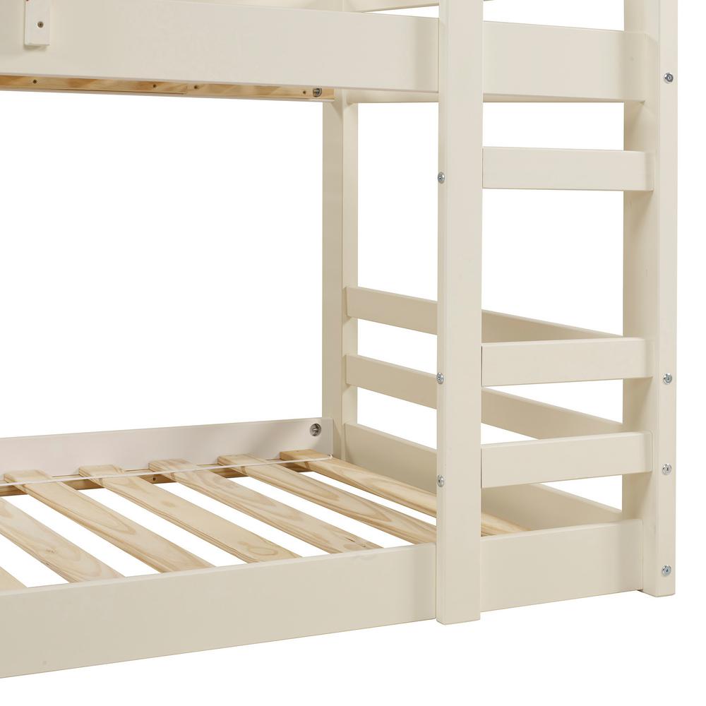 Walker Edison Furniture Company Low Wood White Twin Bunk Bed