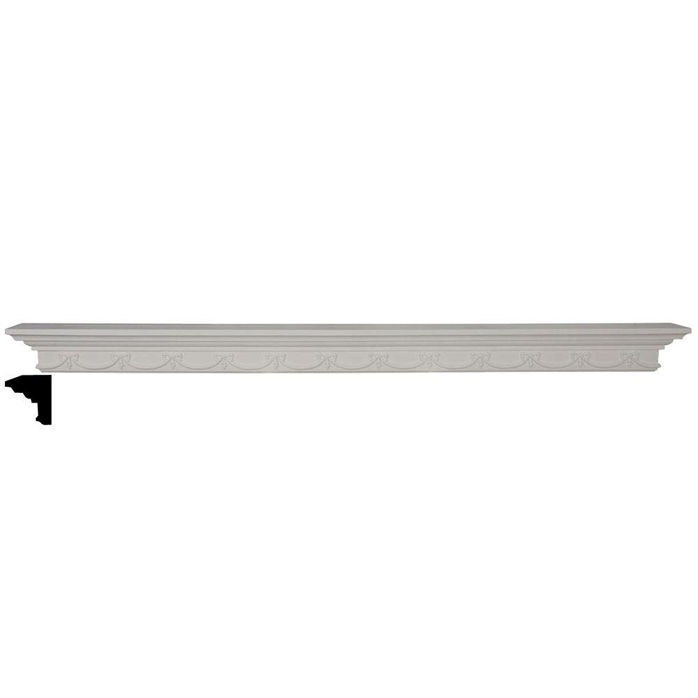 48 W x 4 3//8 H x 4 1//8 P Factory Primed White Ekena Millwork SH48X04X04VE Shelf