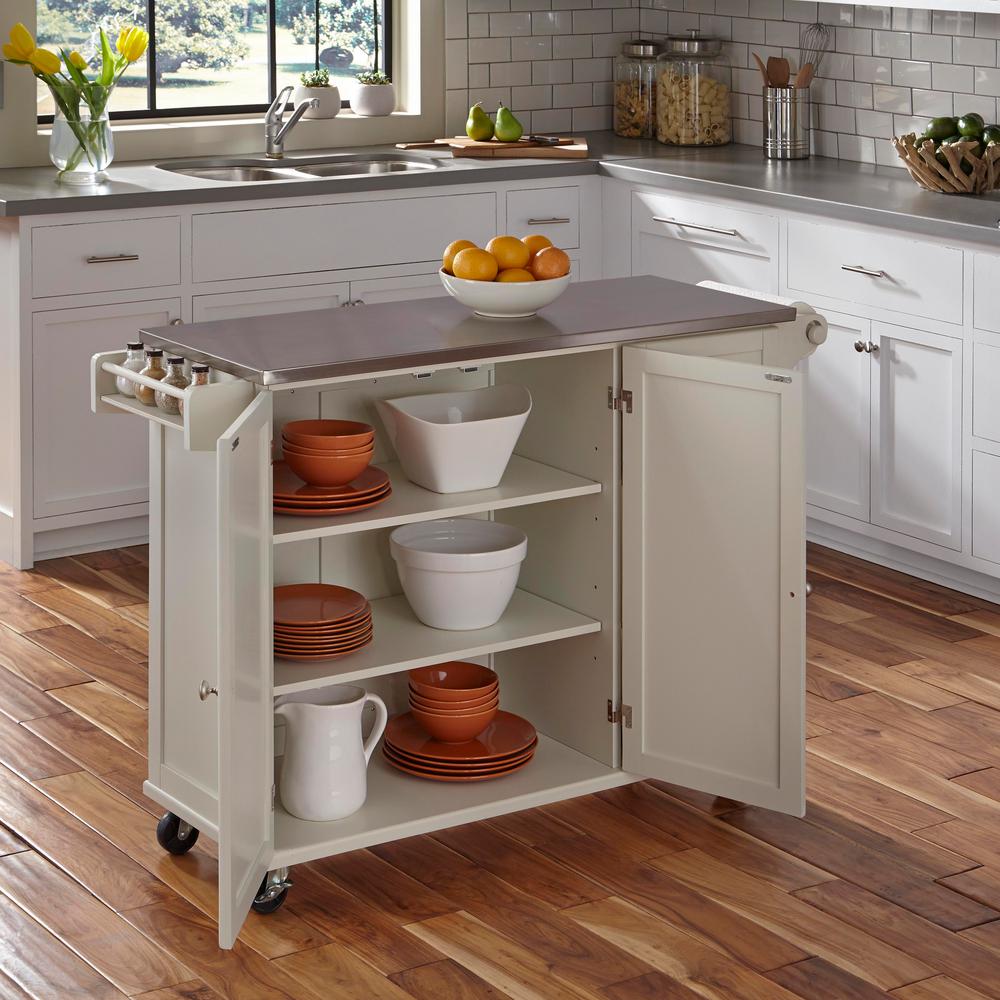 Home Styles Liberty White Kitchen Cart 4512 95 The Home Depot