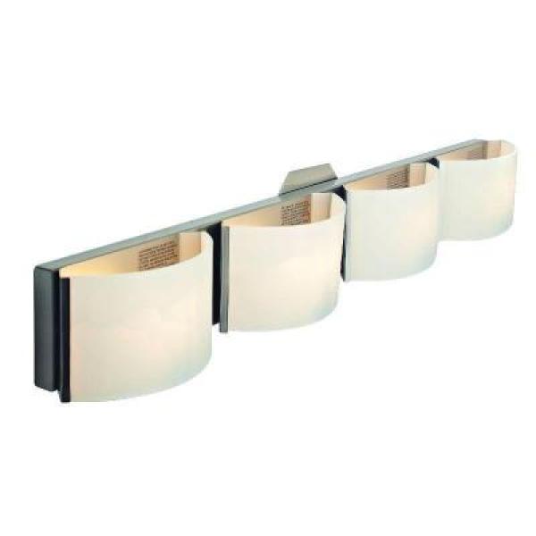 Hampton Bay Dakota 4 Light Satin Nickel Vanity With Frosted Hampton Bay Dakota 4 Light Satin Nickel