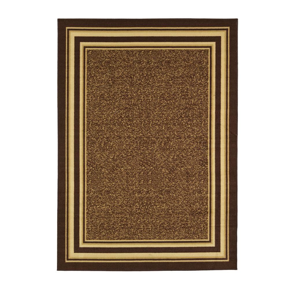 Brown Area Rug 3ft x 5ft W/ Bordered Design Non-Skid Rubber Backing ...