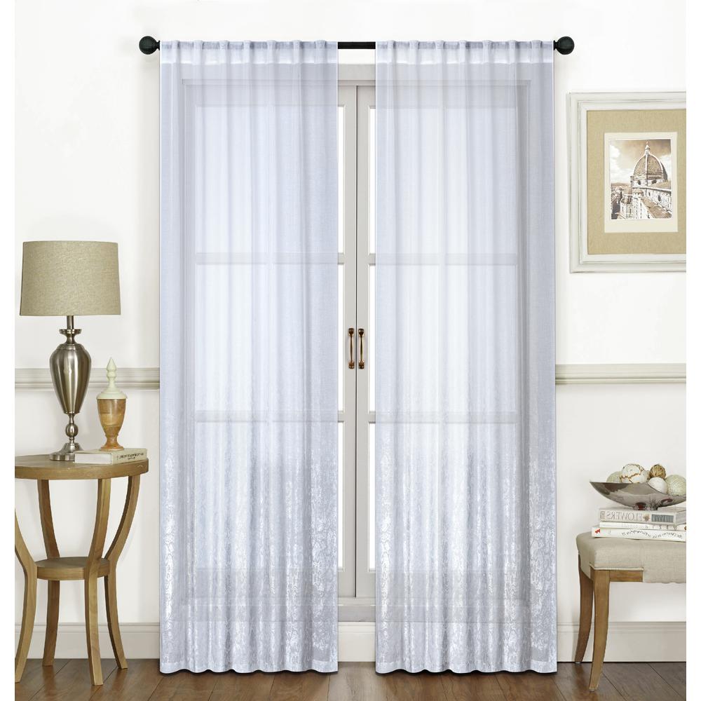 Dainty Home Ombre Metallic Lace 84 In Silver Polyester Printed