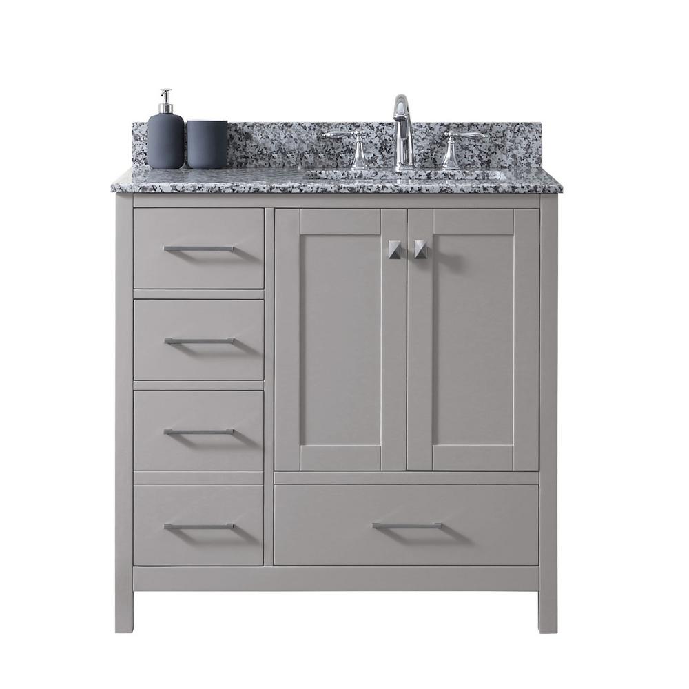 Virtu USA Caroline Madison 36 in. W x 22 in. D Vanity in Grey with