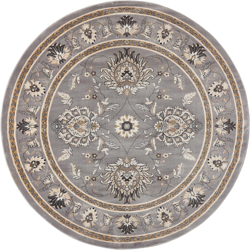 Well Woven Timeless Abbasi Grey Traditional Oriental 8 ft. x 8 ft. Round Area Rug36089 The